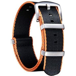 BINLUN Dikke horlogeband van ballistisch nylon met zilverkleurige/zwarte roestvrijstalen gesp, voor dames en heren, 18 mm, 20 mm, 22 mm, 24 mm (verbeterde versie)