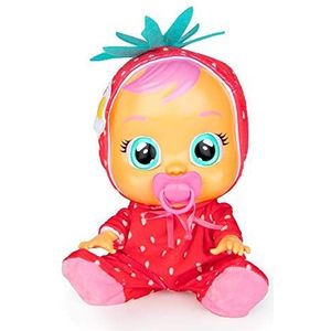 CRY BABIES Tutti Frutti Ella la Strawberry | Interactieve pop huilt echte tranen met fruitgeurpyjama - ideale pop voor kinderen vanaf 18 maanden