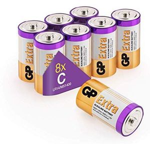 8 x C-batterijen (LR14) 1,5 V – GP extra batterijen – uitstekende looptijd – LR14 / 14 AU / 1,5 V.