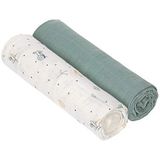 LÄSSIG Heavenly Soft Swaddle XL Garden Explorer Boys Babybeddengoed, knuffelzacht en ademend (2 stuks)