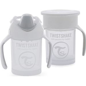Twistshake Set van 2 babybekers | 1 x beker 360 + 1 x mini-beker | waterdichte babybekers | BPA-vrij | leerbekers voor kinderen | wit