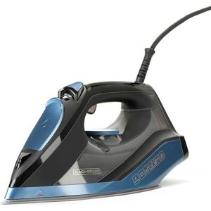 BLACK+DECKER BXIR2801E Stoomstrijkijzer, 2800 W, keramische stoomstoot 180 g/min, continue stoom 45 g/min, zelfreinigende functie, dubbel kalkfilter, zelfstop, blauw, goud