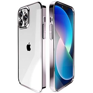 Angeston Telefoonhoes compatibel met iPhone 13 Pro Galvanik spiegelhoes case cover voor iPhone 13 Pro stootvast krasbestendig roze