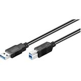 USB-A naar USB-B kabel - USB3.0 - tot 0,9A / zwart - 0,25 meter