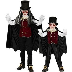 Widmann Widmann-30040 vampier voor kinderen met vest en jabot, cape met kraag voor jongens, vleermuis, themafeest, carnaval, Halloween, 10206279, meerkleurig, 104 cm