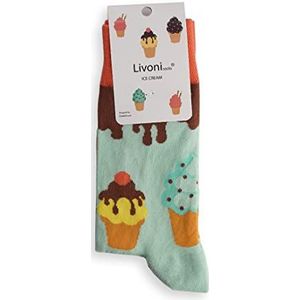 Livoni Ice Cream-Regular Socks 35-38 sokken, meerkleurig, S, uniseks, volwassenen, meerkleurig, maat S, Meerkleurig