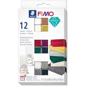 Staedtler FIMO Effect, 8013 C12-1, 12 stuks, verschillende kleuren, speciaal effect, hardend, gemakkelijk uit de vorm te halen,