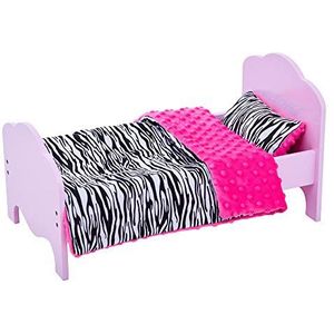 Olivia's Little World Kleine prinses - 45 cm poppenbed roze en linnen zebra TD-11929-1E