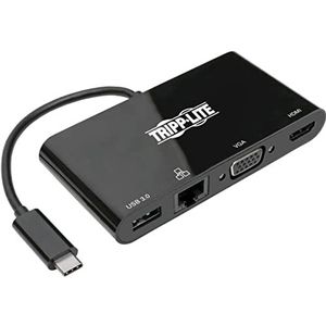 TrippLite by Eaton USB-C Multiport Video Converter, HDMI 4K @ 30Hz, USB-A 3.2 Gen 1, Gigabit Ethernet-poort, Thunderbolt 3 compatibel, zwart, 3 jaar garantie (U44-06N-HV4GUB)