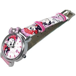 Kids Licensing Minnie Mouse-horloge, analoog horloge voor kinderen, geschenkdoos, polshorloge voor kinderen, leren, horloge met licht, eenvoudig horloge voor kinderen
