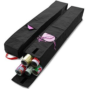RAM® 2 x zwarte papieren zakken met zakken voor geschenkverpakkingen voor Kerstmis of verjaardag voor maximaal 30 rollen
