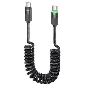 TOOCKI - 100 W uitbreidbare USB-C naar USB-C kabel, 40 cm tot 1,10 m, duurzame nylon gevlochten USB-oplaadkabel compatibel met iPhone 16 15 Plus Pro Max MacBook Pro iPad Galaxy S24 Plus Ultra S23 S22