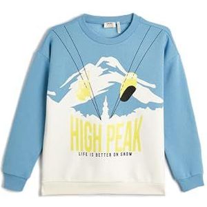 Koton Sweat-shirt à thème de ski pour garçons, détails imprimés, manches longues, col rond, doux pour l'intérieur, Ecru (010), 7-8 Jahre