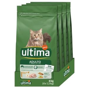 Ultima - droogvoer voor volwassen katten met kip - Pak van 4 x 1,5 kg, totaal 6 kg