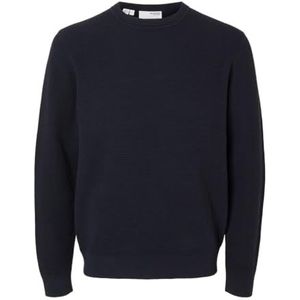 SELETED HOMME SLHROSS LS Knit Structure Crew Neck Noos, Dark Sapphire, L