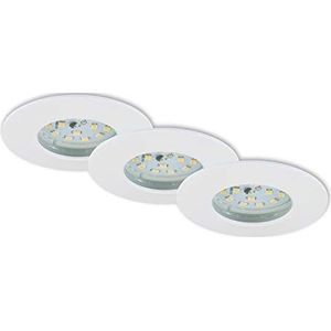 Briloner Leuchten LED inbouwlampen set van 3 75 x 28 mm, 6,5 W, 570 lm, 3000 K, IP44, dimbaar, wit 7295-036