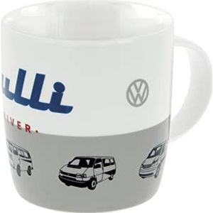 BRISA VW Volkswagen Collection Grote keramische mok voor koffie, thee en cappuccino (Bulli Driver/Grijs)