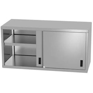 HENDI Wandkast, keukenkast, opbergkast, rek, opbergkast, met schuifdeuren, gelast, max. belasting per plank: 70 kg/m², 1000x400x(H)600 mm, roestvrij staal