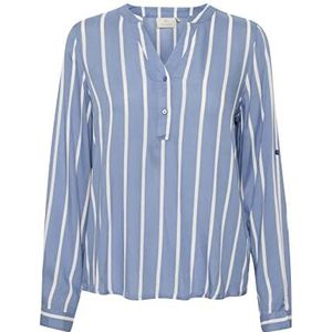 KAFFE Dames T-shirt V-hals Blouse Gestreept Basic Loose Dames Infinity Blue/Chalk Stripe, 36, Infinity Blue / Chalk Stripe