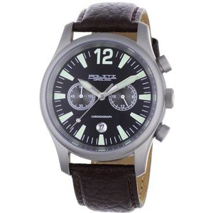 Politi Orologi - OR3901-bruin – herenhorloge – kwarts – chronograaf – armband van leer in bruin