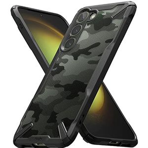 Ringke Fusion-X Beschermhoes compatibel met Samsung Galaxy S23 Plus 5G (2023), transparante harde achterkant met schokbestendig, robuust, zwart camouflage