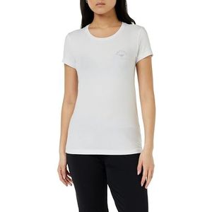 Emporio Armani Studs Loungewear T-shirt van stretchkatoen voor dames, Wit