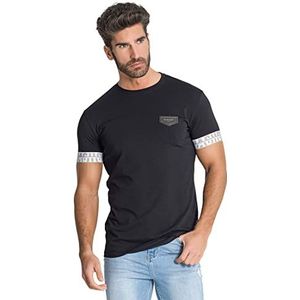 Gianni Kavanagh Black Anarchy Elastic Tee T-shirt voor heren, zwart.