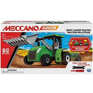 MECCANO - MECCANO Junior Graafmachine - Landbouwgraafmachine en scharnierverwijderaar om te bouwen - Bouwspel met 2 gereedschappen - Alternatief voor schermen - Speelgoed voor kinderen vanaf 5 jaar