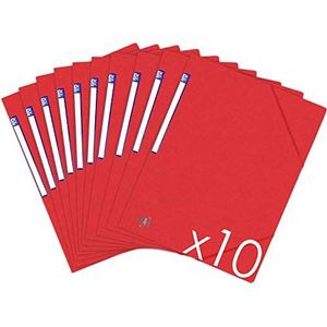 OXFORD TopFile+ Kartonnen mappen zonder flappen met elastiekjes, A4-formaat, rood, 10 stuks