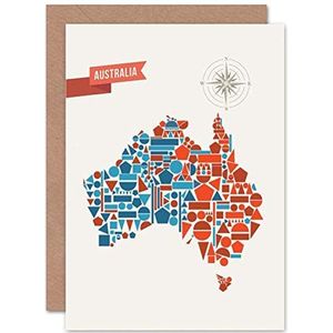 Blanco wenskaart in de vorm van een geometrische kaart uit Australië
