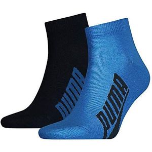 PUMA Unisex Bwt Lifestyle Quarter Socks (2 stuks) uniseks sokken, marineblauw/grijs/lichtblauw.