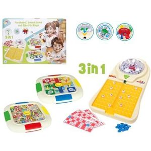 Colorbaby 47945 Lot de 3 jeux de société, bingo électronique, parchis, jeu complet avec planches et jetons, pour plus de 2 joueurs, jouets pour enfants de 5 ans