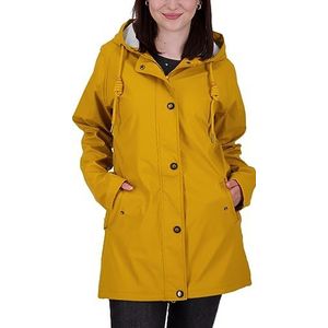 Ankerglut Manteau de pluie pour femme avec capuche, doublé, imperméable, résistant aux intempéries, veste de mi-saison, veste de pluie, Moutarde, 52