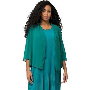 Ulla Popken Chiffon jas, oversized, sjaalkraag, 3/4 mouwen, binnenjassen voor dames, Groen