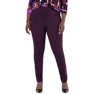 Ulla Popken Pantalon punto Sienna pour femme - Grandes tailles - Coupe ajustée - Taille élastique, Raisin foncé, 42W / 32L