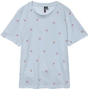 Vmpaulina AOP Ss T-shirt Ga JRS Noos, Bleu ciel, XL