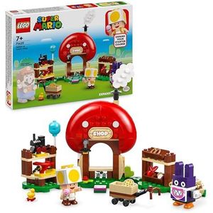 LEGO Super Mario uitbreidingsset, wortel en de Boutique Toad, speelgoed voor jongens, meisjes en kinderen vanaf 6 jaar, educatief spel met 2 figuren, waaronder gele toad, cadeau voor gamers 71429