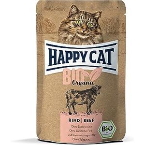 Happy Cat All Meat Adult Bio Pouch Boeuf natvoer voor volwassen katten en houten bek 70485