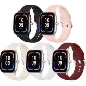 YHC Set van 5 horlogebandjes voor Amazfit GTS/GTS 2/GTS 2e/GTS 2 mini/GTS 3/GTS 4, compatibel met Amazfit Bip/Bip Lite/Bip U/Bip U Lite/Bip S/Bip S Lite, Roestvrij staal