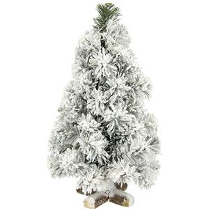 Mini-kunstboom, ijs- en besneeuwd, houten standaard, kunstsneeuw, kleine kerstboom, tafeldecoratie, kleine witte boom, kerstdecoratie, kunstkerstboom