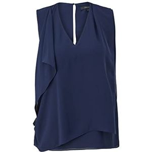 Comma Blouse met korte mouwen, blouse voor dames, 5876 donkerblauw