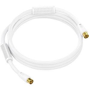 Sonero Antennekabel IEC/IEC-stekker met ferriet, 1,00 m, wit
