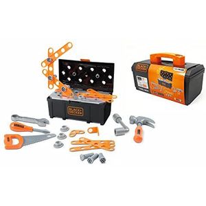 Smoby Black + Decker 7600360174 Gereedschapskist, zwart + Decker gereedschapskist met verschillende gereedschappen, 24 cm, vanaf 3 jaar, OBS-speelgoed, meerkleurig