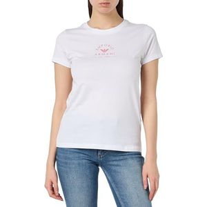 Emporio Armani Iconisch T-shirt van stretchkatoen met Loungewear logo T-shirt voor dames, Wit