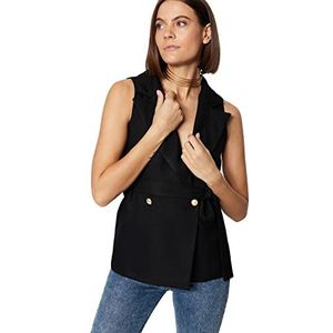 Trendyol Damesvest effen dubbele rijen zwart maat 36 zwart 64, zwart.
