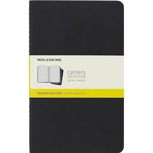 Moleskine Cahier S04967 notitieschriften (geruit, large, kartonband) set van 3, zwart, large/A5
