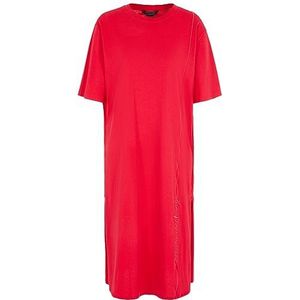 Armani Exchange Katoen Midi T-shirt jurk casual jurk dames, Framboos