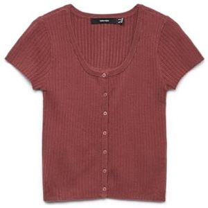 VERO MODA Vmgold Rib Ss Débardeur à col rond pour femme, Marsala, XS