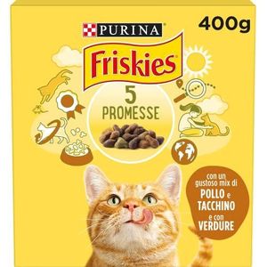 Purina Friskies Droogvoer voor volwassen katten met kip, kalkoen en groenten, 20 blikjes à 400 g