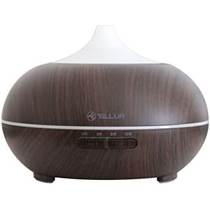 Tellur Smart Ultrasone aromadiffuser bestuurbaar op je smartphone, compatibel met Alexa, automatisering met speciale app, 300 ml, RGB LED, houtkleur
